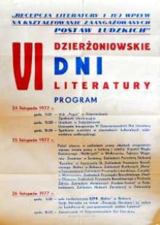 VI Dzierżoniowskie Dni Literatury : program