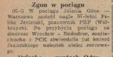 Zgon w pociągu