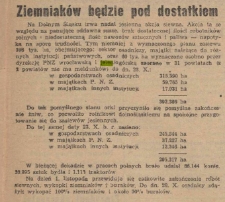 Ziemniaków będzie pod dostatkiem