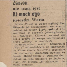 Zapłon nie jest wart Klimeckiego twierdzi Warta