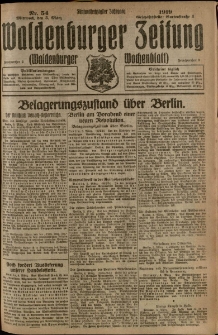 Waldenburger Zeitung, Jg. 65, 1919, nr 54