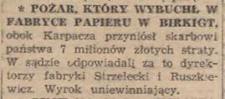Pożar, który wybuchł w fabryce papieru w Birkigt
