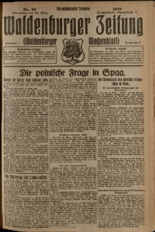 Waldenburger Zeitung, Jg. 65, 1919, nr 67