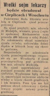 Wielki Sejm lekarzy będzie obradowa w Cieplicach i Wrocławiu