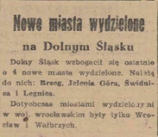 Nowe miasta wydzielone na Dolnym Śląsku