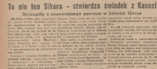 To nie ten Sikora - stwierdza świadek z Kassel. Szczegóły z sensacyjnego procesu w Jeleniej Górze