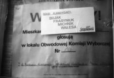 Jelenia Góra - wybory parlamentarne do sejmu, lista kandydatów NSZZ "Solidarność" [Dokument ikonograficzny]