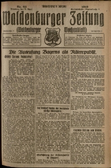 Waldenburger Zeitung, Jg. 65, 1919, nr 83