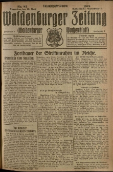 Waldenburger Zeitung, Jg. 65, 1919, nr 85