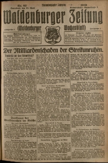 Waldenburger Zeitung, Jg. 65, 1919, nr 87