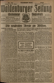Waldenburger Zeitung, Jg. 65, 1919, nr 88