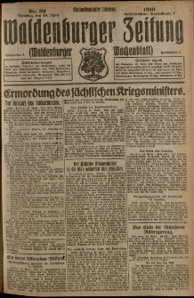 Waldenburger Zeitung, Jg. 65, 1919, nr 89