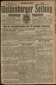 Waldenburger Zeitung, Jg. 65, 1919, nr 111