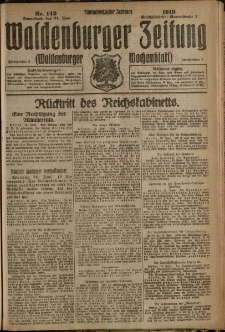 Waldenburger Zeitung, Jg. 65, 1919, nr 142