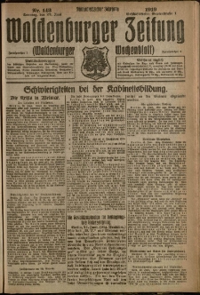 Waldenburger Zeitung, Jg. 65, 1919, nr 143