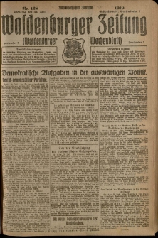 Waldenburger Zeitung, Jg. 65, 1919, nr 168