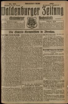 Waldenburger Zeitung, Jg. 65, 1919, nr 199