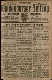 Waldenburger Zeitung, Jg. 65, 1919, nr 215