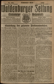 Waldenburger Zeitung, Jg. 65, 1919, nr 258