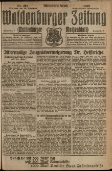 Waldenburger Zeitung, Jg. 65, 1919, nr 271