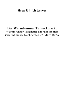 Der Warmbrunner Tallsackmarkt (Warmbrunner Nachrichten 27. März 1885) [Dokument elektroniczny]