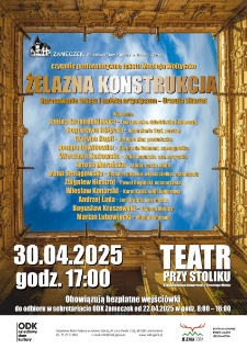 Czytanie performetywne tekstu Macieja Wojtyszko - Żelazna Konstrukcja - plakat [Dokument życia społecznego]