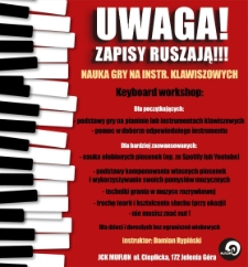 Zapisy ruszają! Nauka gry na instrumentach klawiszowych - plakat [Dokument życia społecznego]