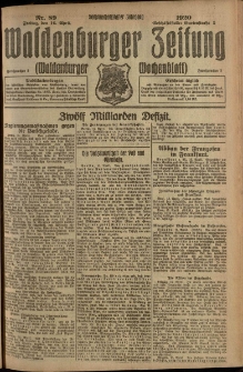 Waldenburger Zeitung, Jg. 66, 1920, nr 89