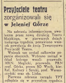 Przyjaciele teatru zorganizowali się w Jeleniej Górze