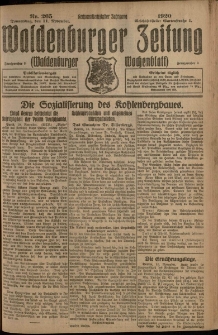 Waldenburger Zeitung, Jg. 66, 1920, nr 265