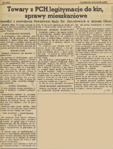 Towary z PCH, legitymacje do kin, sprawy mieszkaniowe