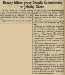 Roczny bilans pracy Urzędu Zatrudnienia w Jeleniej Górze