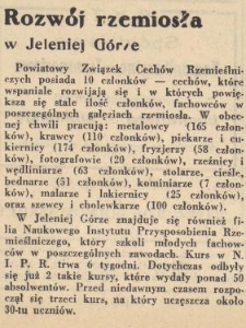 Rozwój rzemiosła w Jeleniej Górze