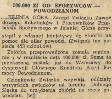 100.000 zł od spożywców — powodzianom