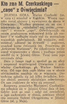 Kto zna M. Czerkaskiego —„capo" z Oświęcimia?