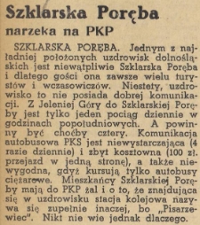 Szklarska Poręba narzeka na PKP