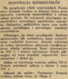 Rejestracja rzemielśników