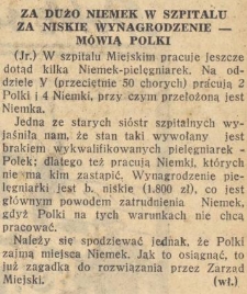 Za dużo Niemek w szpitalu za niskie wynagrodzenie - mówią Polki