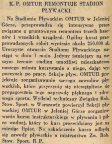 K.P. OMTUR remontuje stadion pływacki
