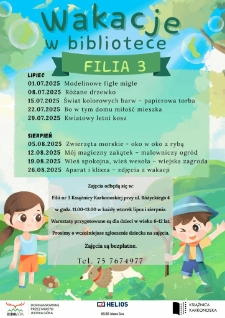 Wakacje w bibliotece - Filia nr 3 - plakat [Dokument życia społecznego]