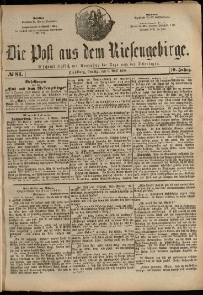 Die Post aus dem Riesengebirge, 1889, nr 84