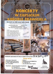 Koncerty w Cieplickim Kościele Zbawiciela - plakat [Dokument życia społecznego]