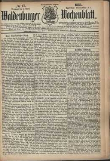 Waldenburger Wochenblatt, Jg. 29, 1883, nr 27