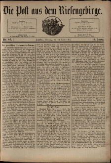 Die Post aus dem Riesengebirge, 1891, nr 85