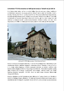 Schronisko PTTK Murowaniec na Hali Gąsienicowej w Tatrach ma już 100 lat [Dokument elektroniczny]