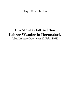 Ein Mordanfall auf den Lehrer Wander in Hermsdorf [Dokument eloktroniczny]