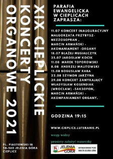 XIX Cieplickie Koncerty Organowe - plakat [Dokument życia społecznego]