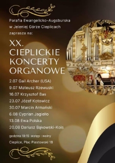 XX. Cieplickie Koncerty Organowe - plakat [Dokument życia społecznego]