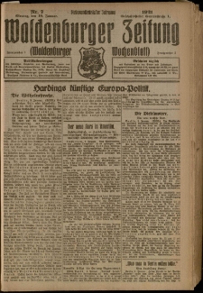 Waldenburger Zeitung, Jg. 67, 1921, nr 7