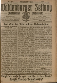 Waldenburger Zeitung, Jg. 67, 1921, nr 38